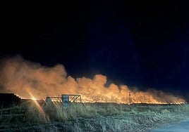Vista de las llamas declaradas de madrugada en Valdecarros.