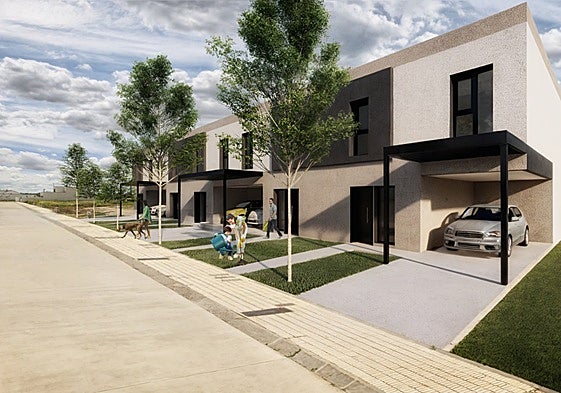 Infografía del diseño previsto para las 5 viviendas protegidas en Castellanos de Moriscos.