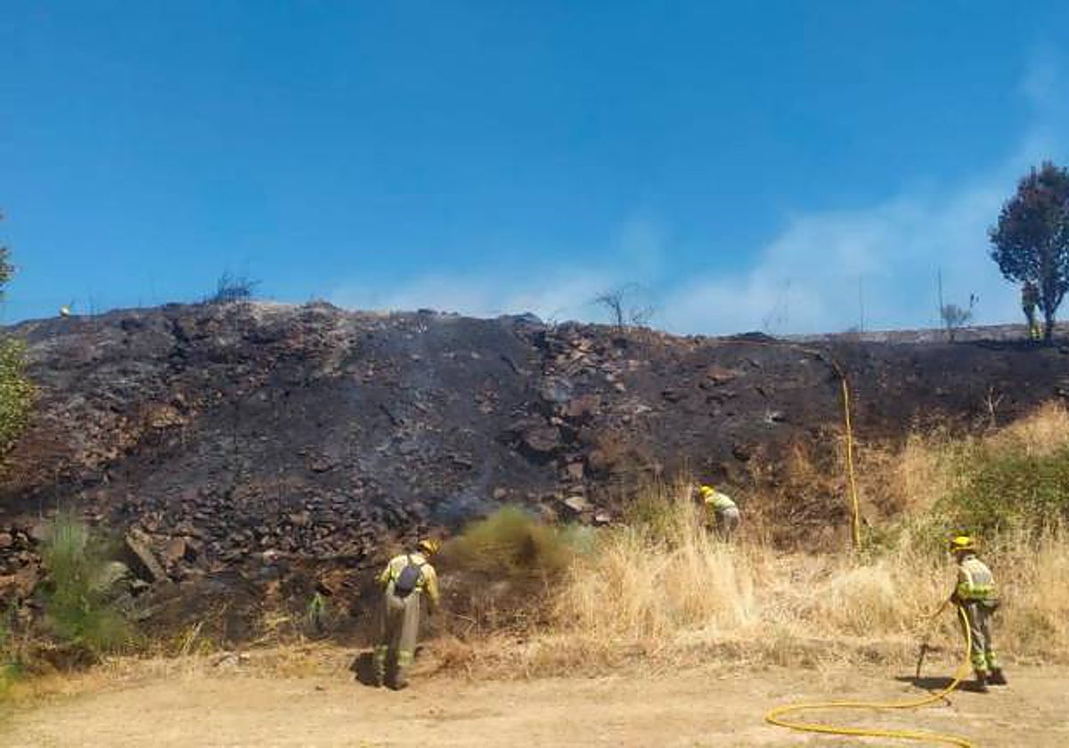 Bomberos sofocan otro fuego forestal en la comarca.