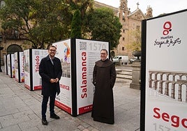 Ángel Fernández Silva y Miguel Ángel González en la presentación de la exposición en Los Bandos.