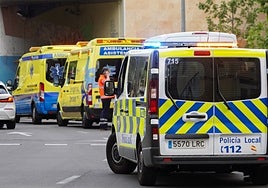 Ambulancias del Sacyl y la Policía Local de Salamanca.