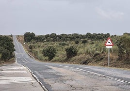 Tramo de la carretera que une Ciudad Rodrigo y Lumbrales