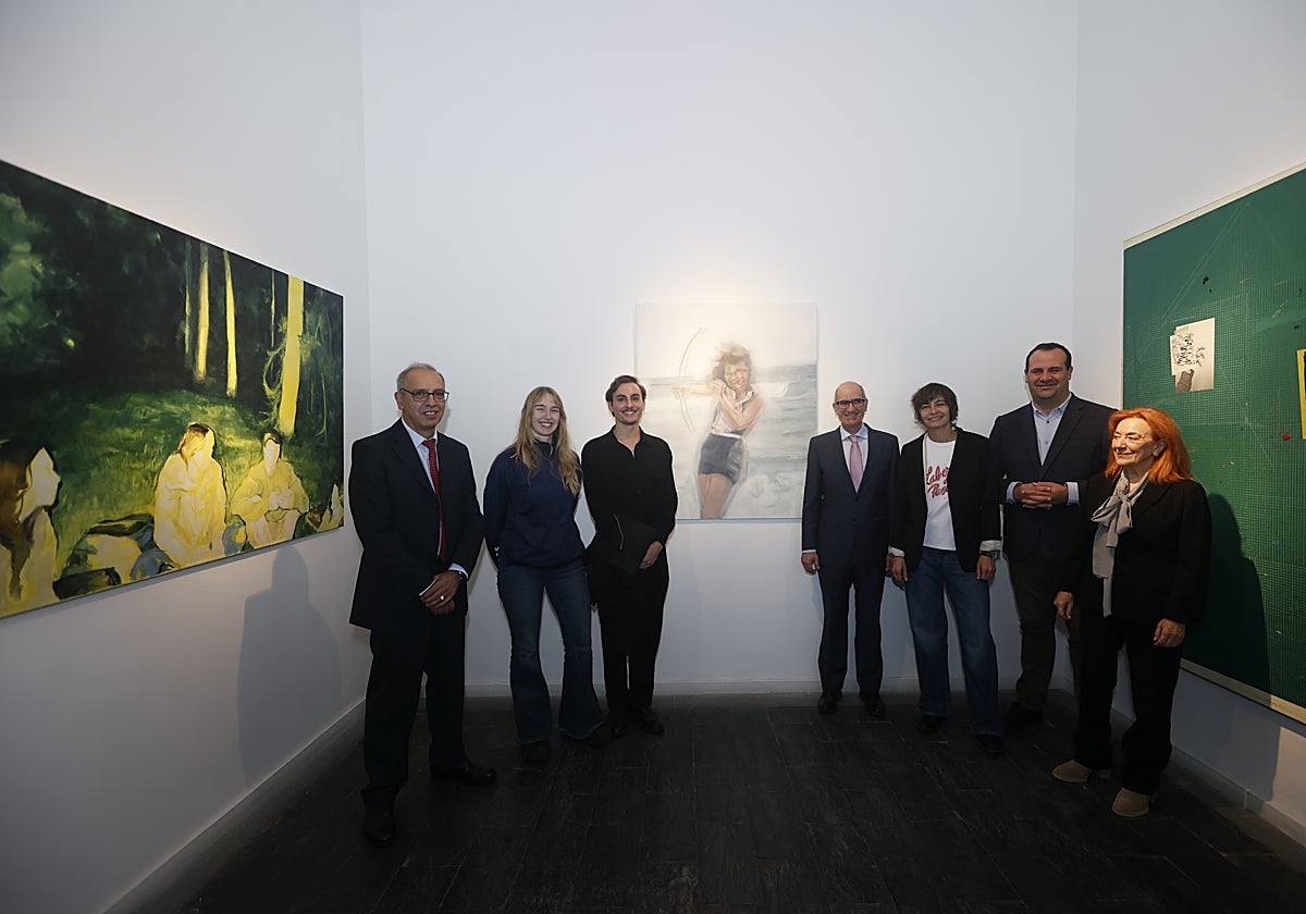 Juilián Ballestero, Ane Mai Höök, Manuel Monterrubio, Javier Iglesias, María Jesús Díez, David Mingo y Adora calvo, en la inauguración de la exposición en La Salina
