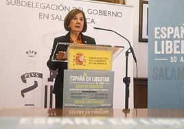 Rosa López, en la presentación de los actos.