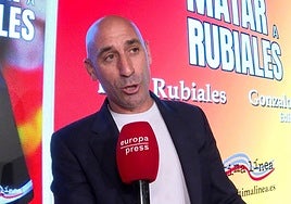 Luis Rubiales, ante el micrófono de Europa Press, tras la presentación de su libro.