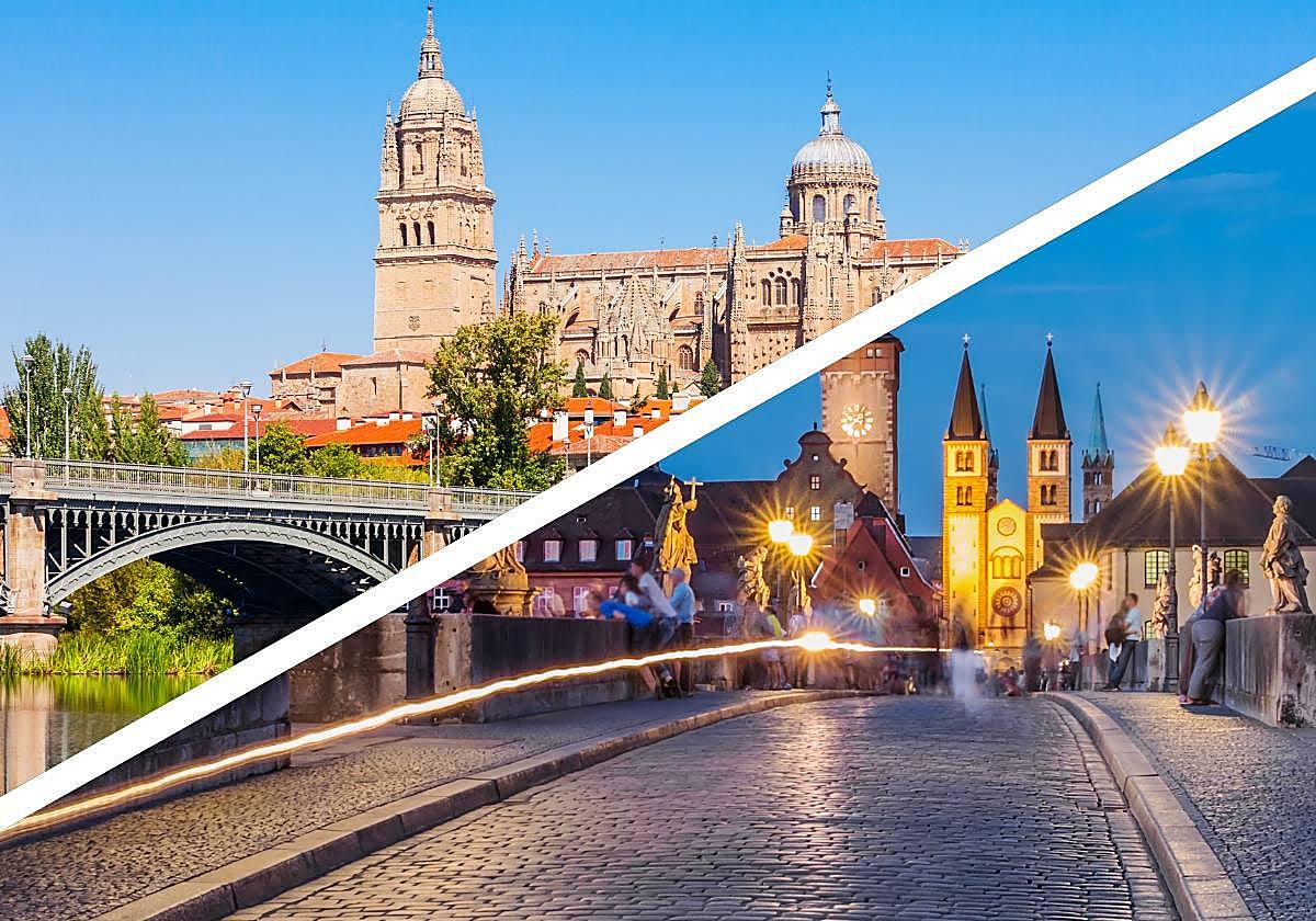 Salamanca (arriba) y Würzburg (abajo).