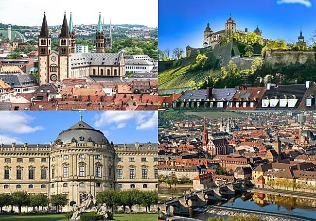 Algunas imágenes de los monumentos de Würburg. La segunda es la fortaleza de Marienberg y la tercera, el Palacio de la Residencia.