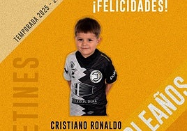 Imagen con la que la cuenta de la cantera de Unionistas ha felicitado a su jugador.