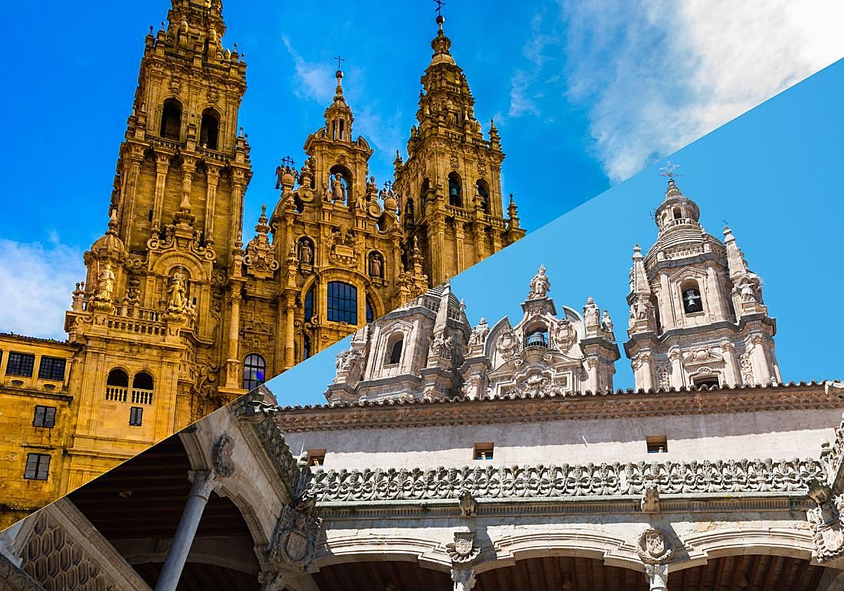 La Catedral de Santiago y la Clerecía, vista desde el patio de la Casa de las Conchas.