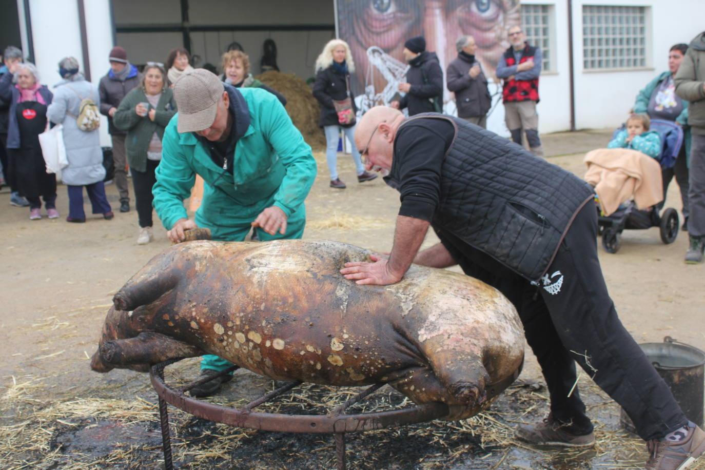 Brindis con vino y aguardiente en la Fiesta de la Matanza Tradicional de Barruecopardo