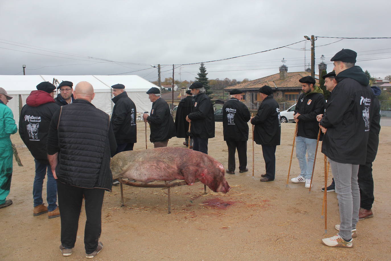 Brindis con vino y aguardiente en la Fiesta de la Matanza Tradicional de Barruecopardo