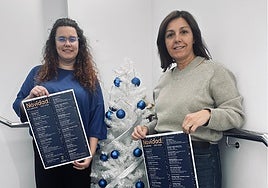 Las concejalas Lucía Guinaldo y María Soledad García con el cartel.