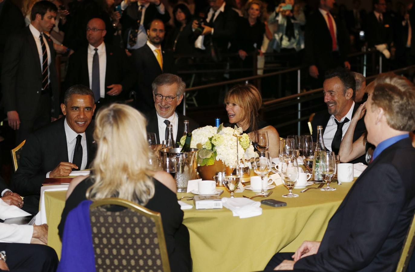 Obama y Spielberg, durante la gala.