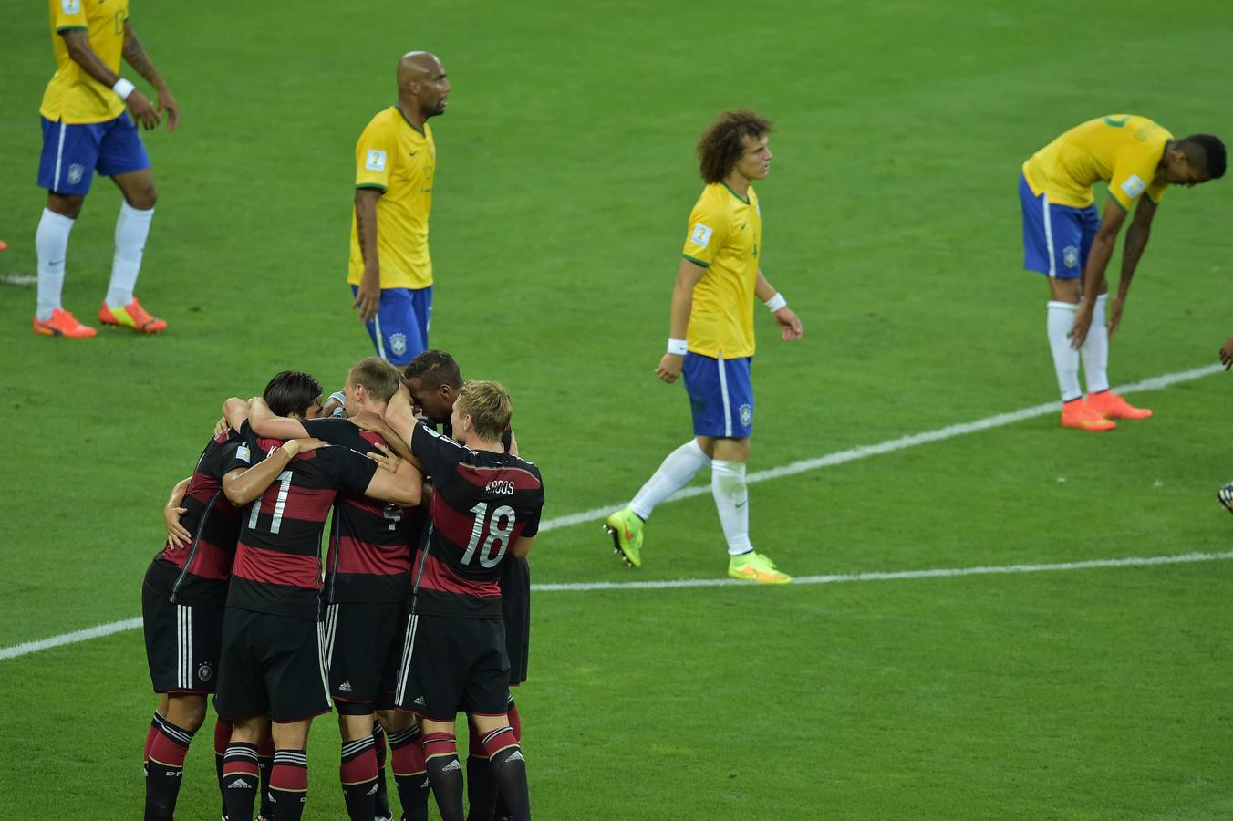 Los brasileños, derrotados por goleada.