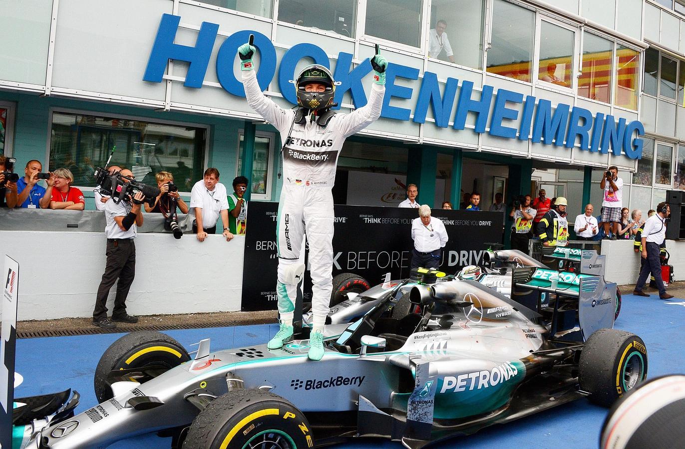 Nico Rosberg celebra la victoria en el Gran Premio de Hockenheim