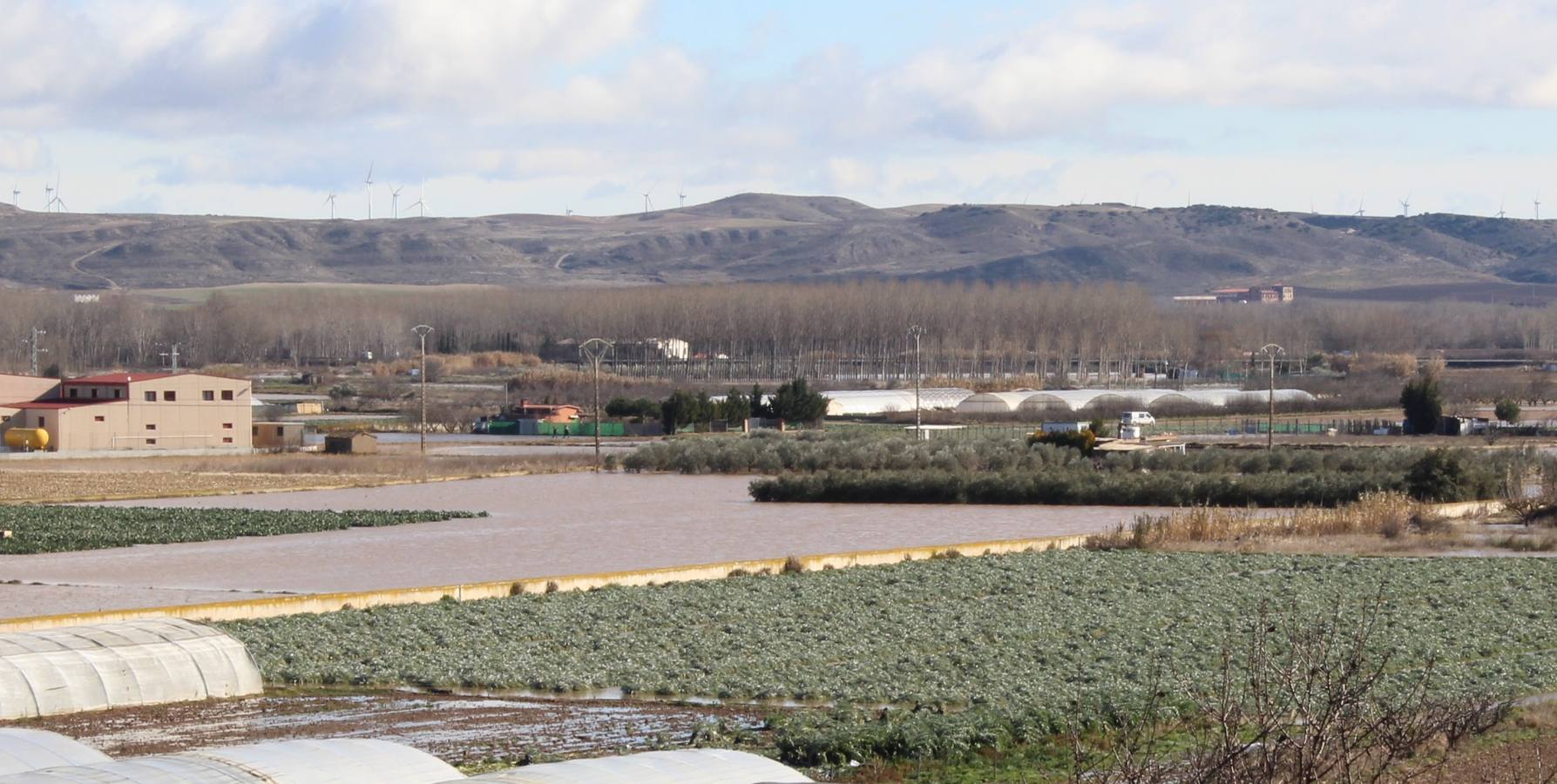 Los campos de Calahorra, anegados tras la riada