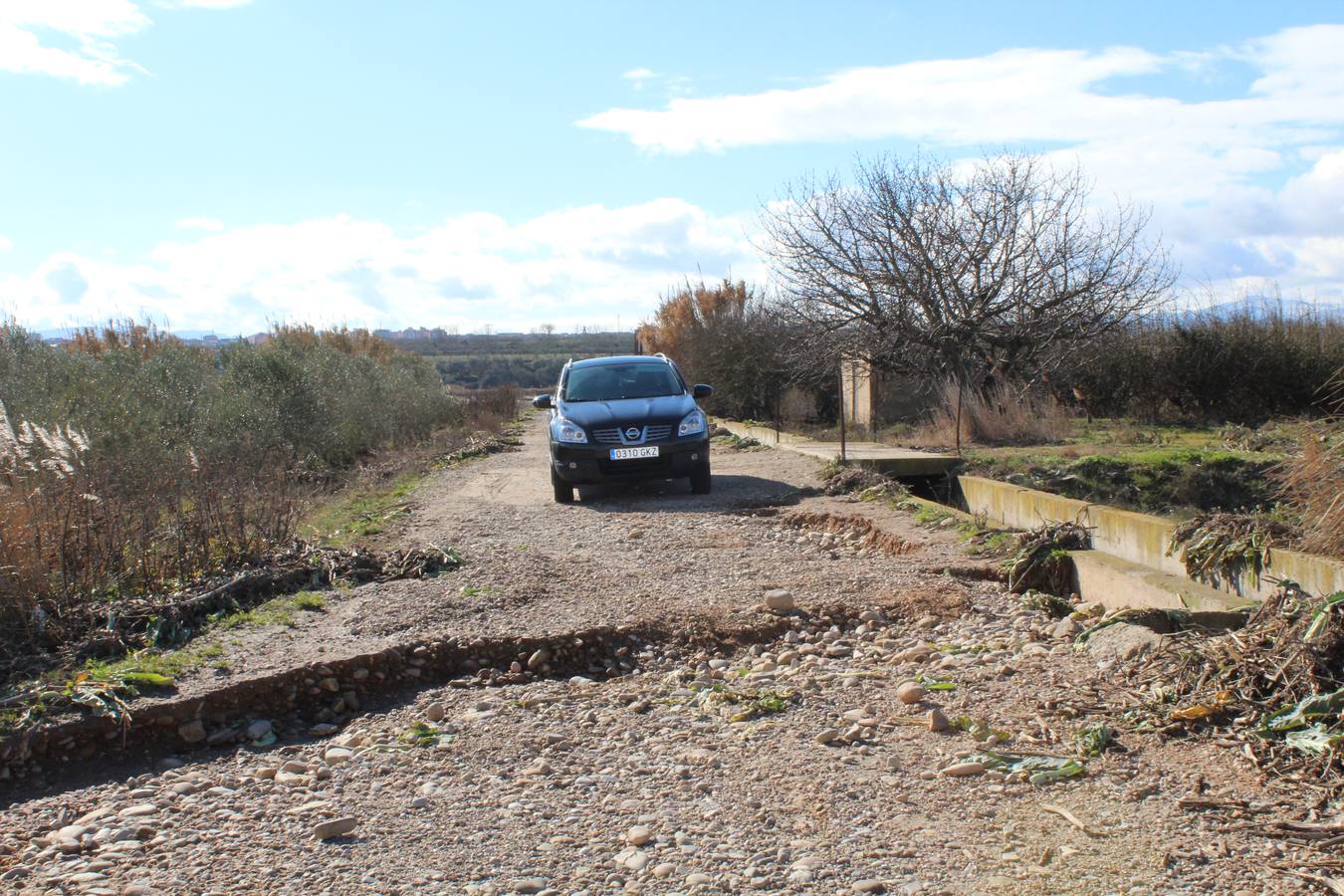 Los campos de Calahorra, anegados tras la riada