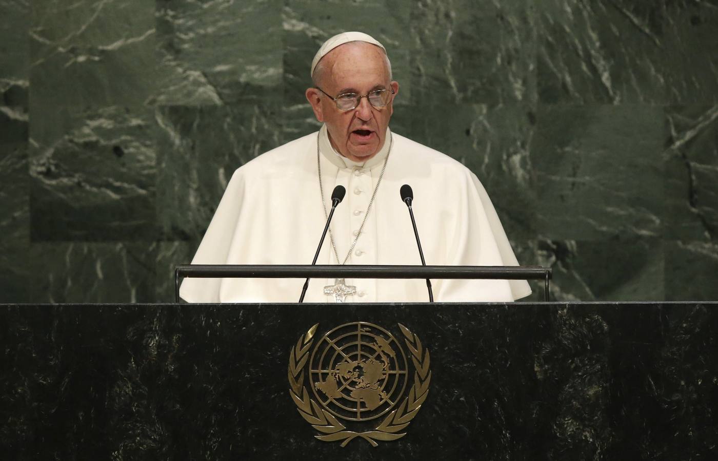 La histórica visita del Papa a las Naciones Unidas. Francisco, durante su intervención ante la Asamblea General de las Naciones Unidas.