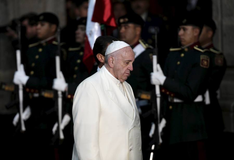 El papa Francisco, en el Palacio Nacional de México.