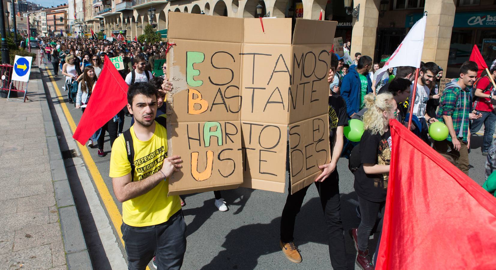Los estudiantes se manifiestan en Logroño en defensa de la escuela pública