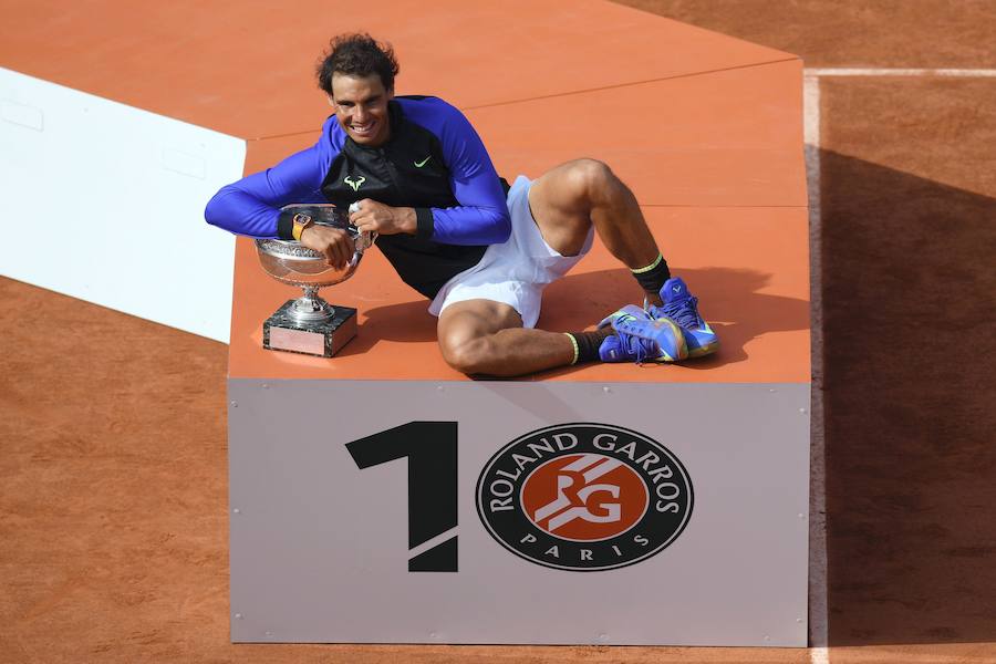 Rafa Nadal, tras su triunfo en Roland Garros en 2017.