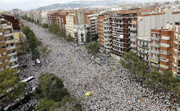 Vista general de la manifestación con motivo de la Diada de Cataluña. 
