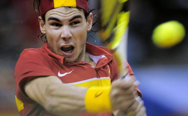 Rafa Nadal, en un partido de la Copa Davis. 