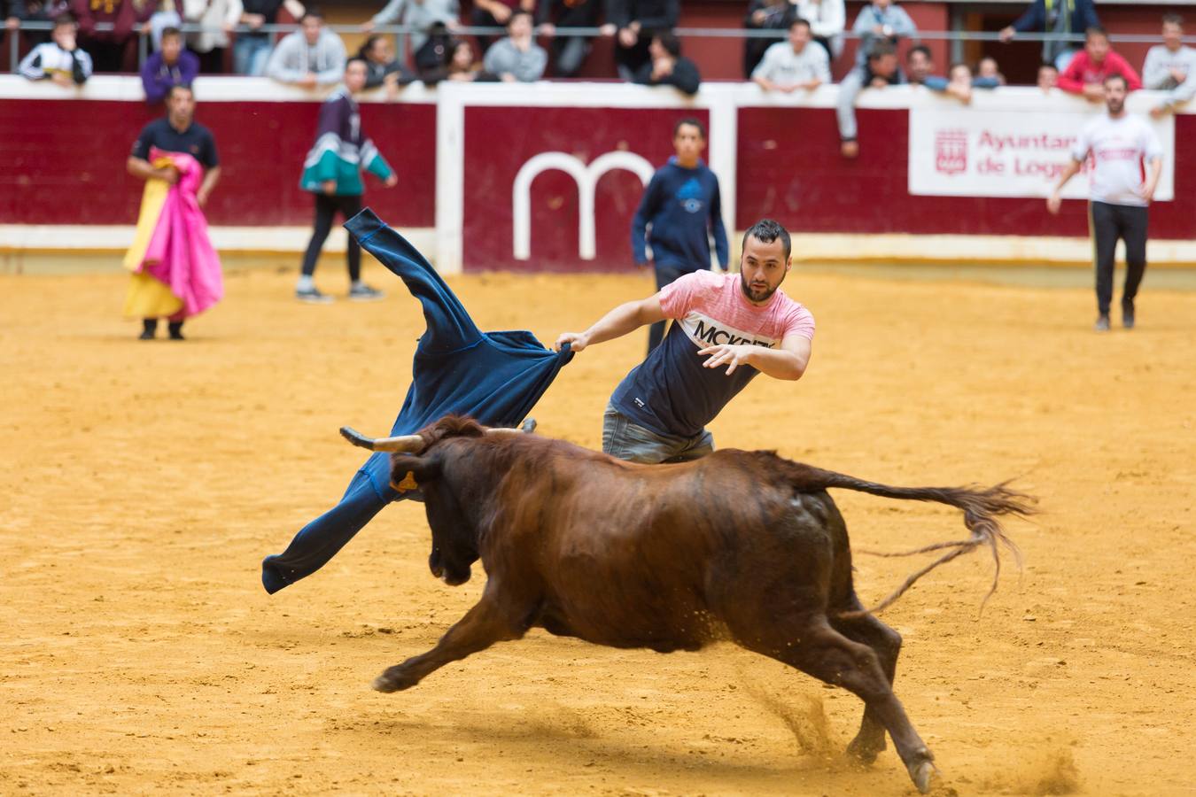 Los asistentes a las vaquillas disfrutaron de lo lindo con las vaquillas saltarinas de José Arriazu. También hubo exhibición de anillas por los campeones de España.