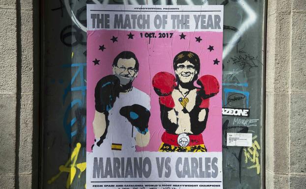 Cartel que representa a Rajoy y Puigdemont como dos boxeadores.