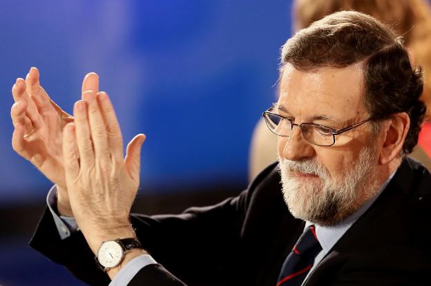 Mariano Rajoy, ayer, en el PP de Madrid. :: mariscal / efe