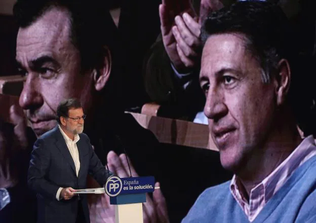 Rajoy interviene durante un mitin de la campaña en Cataluña. :: Javier Etxezarreta / efe