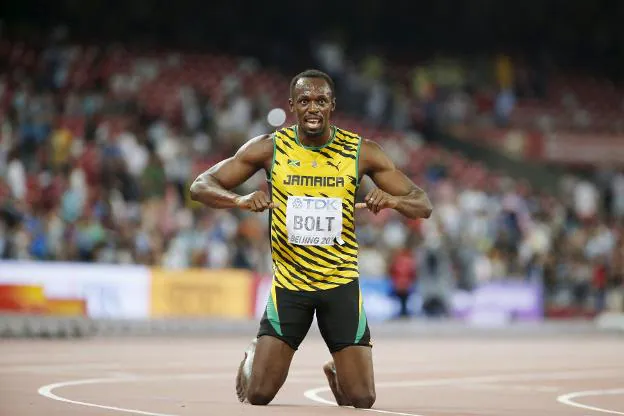 Bolt celebra un triunfo. :: reuters
