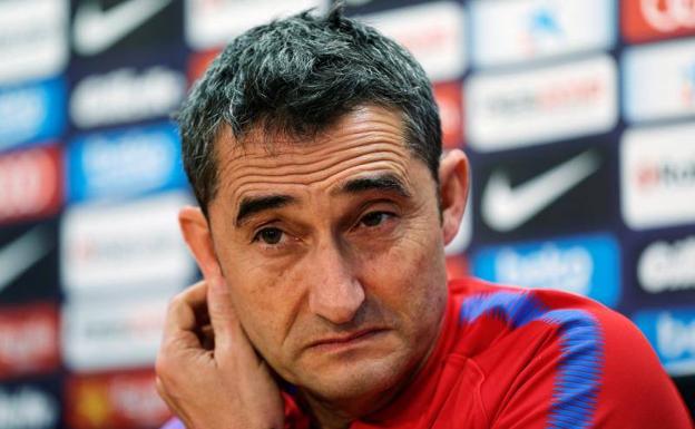 Errnesto Valverde, técnico del Barça, en conferencia de prensa. 