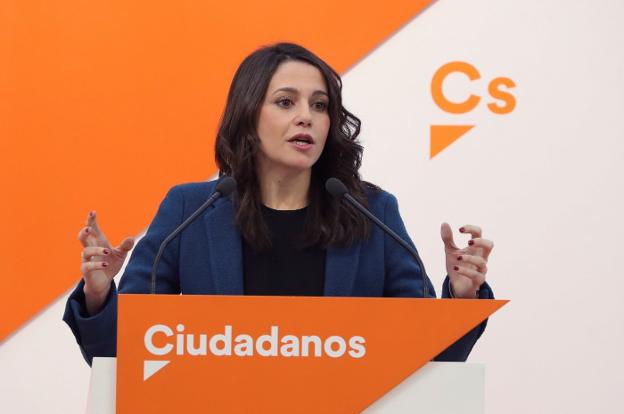 Arrimadas, tras la reunión de la dirección de Ciudadanos del pasado lunes. :: ballesteros / efe