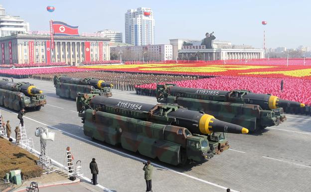 Desfile militar en Pyongyang, capital de Corea del Norte.