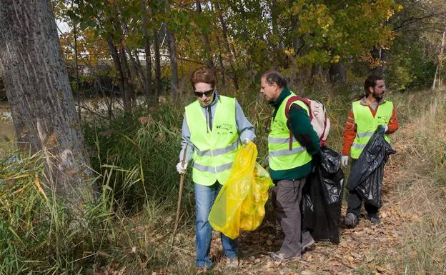 Voluntarios limpian las riberas de los ríos en La Rioja. 