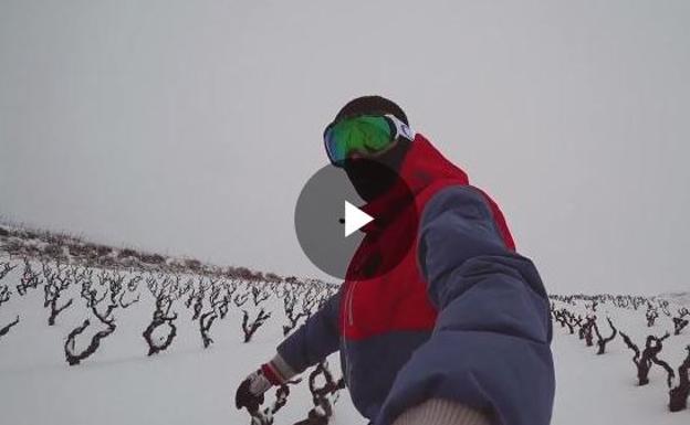 Haciendo snow entre viñas bajo el monte Yerga