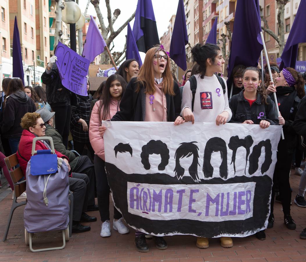 En el Día Internacional de la Mujer, las estudiantes han querido reivindicar la igualdad en una manifestación que ha partido de la UR y que ha llegado hasta la Delegación del Gobierno