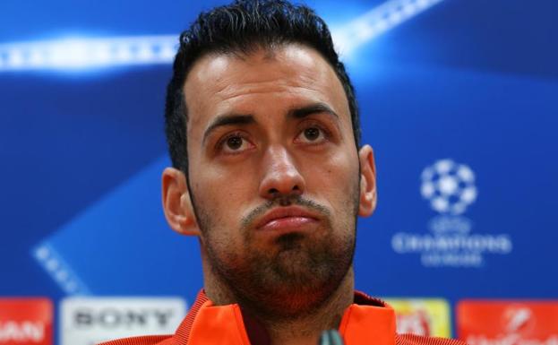 Sergio Busquets, durante la rueda de prensa. 