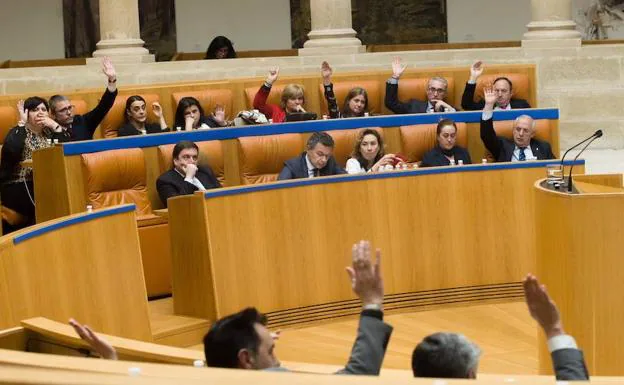 Votaciones a mano alzada en el Parlamento. 