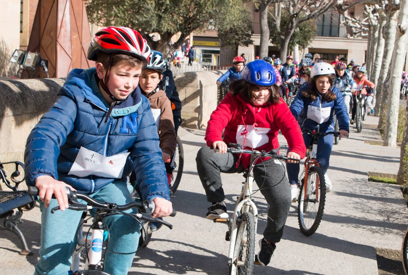 La V Marcha Solidaria en Bicicleta, a beneficio de la AECC ha reunido en Santo Domingo de la Calzada a cerca de 500 personas, la mayoría de ellas escolares.