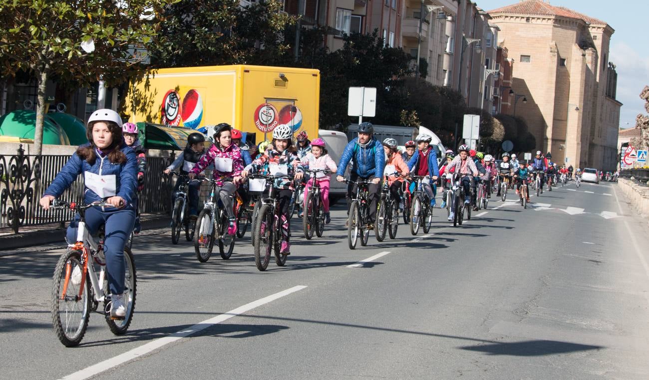 La V Marcha Solidaria en Bicicleta, a beneficio de la AECC ha reunido en Santo Domingo de la Calzada a cerca de 500 personas, la mayoría de ellas escolares.