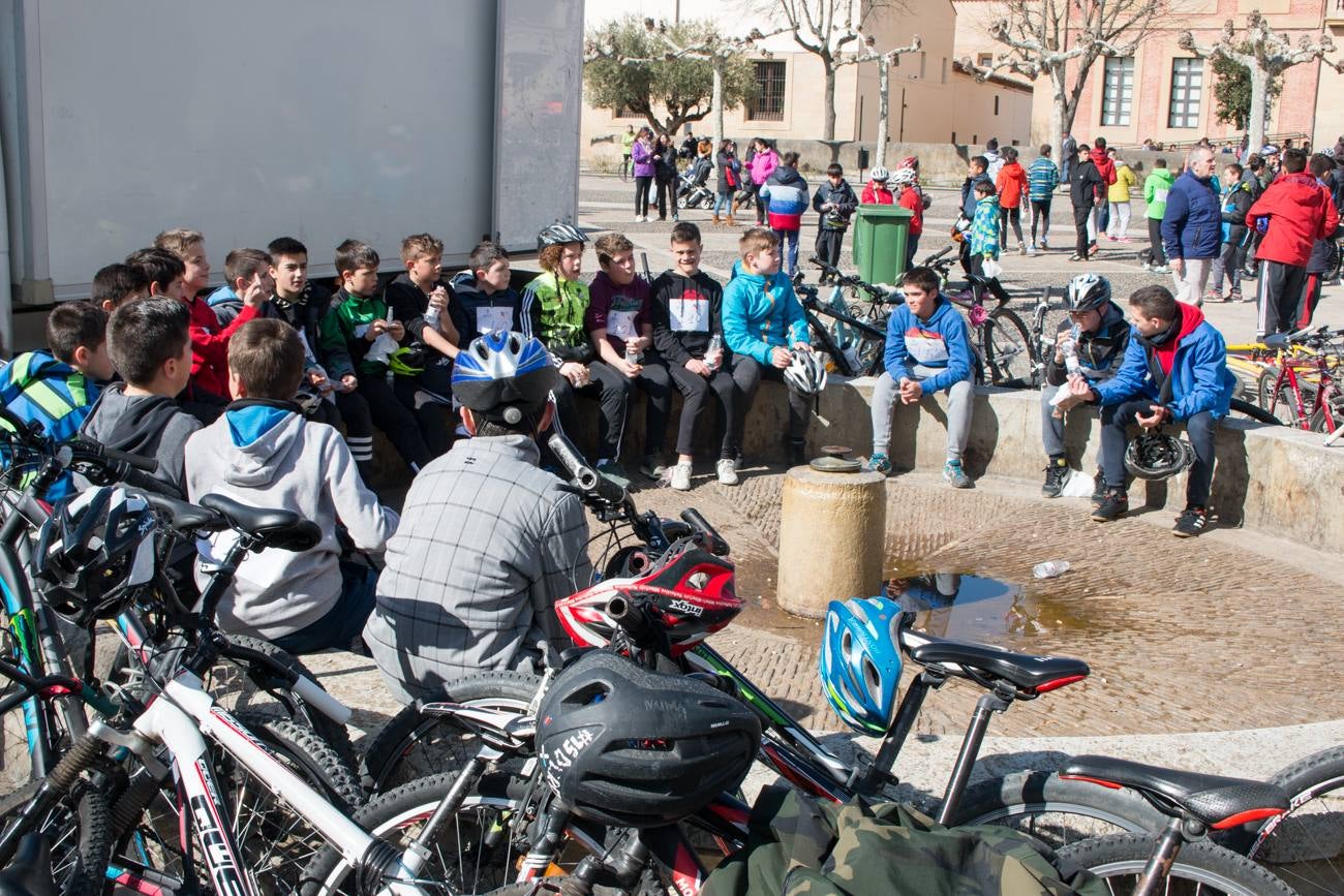 La V Marcha Solidaria en Bicicleta, a beneficio de la AECC ha reunido en Santo Domingo de la Calzada a cerca de 500 personas, la mayoría de ellas escolares.
