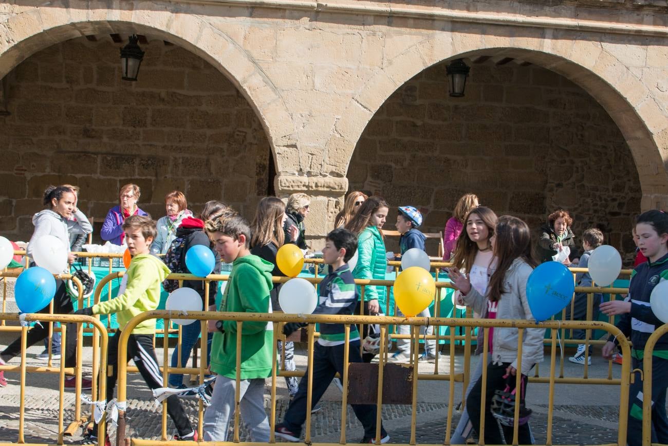 La V Marcha Solidaria en Bicicleta, a beneficio de la AECC ha reunido en Santo Domingo de la Calzada a cerca de 500 personas, la mayoría de ellas escolares.