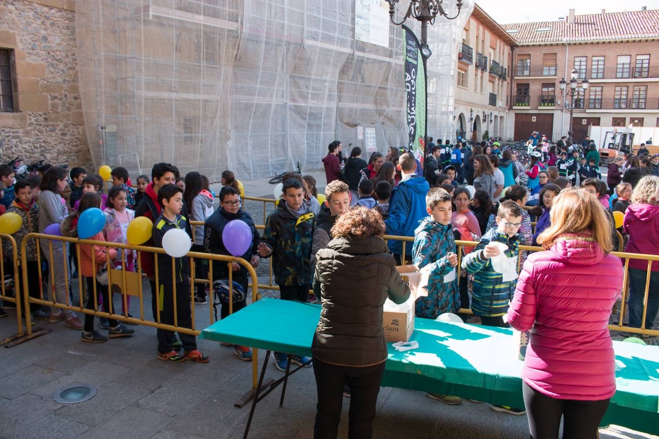 La V Marcha Solidaria en Bicicleta, a beneficio de la AECC ha reunido en Santo Domingo de la Calzada a cerca de 500 personas, la mayoría de ellas escolares.