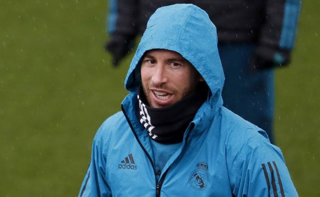 Sergio Ramos, en un entrenamiento. 