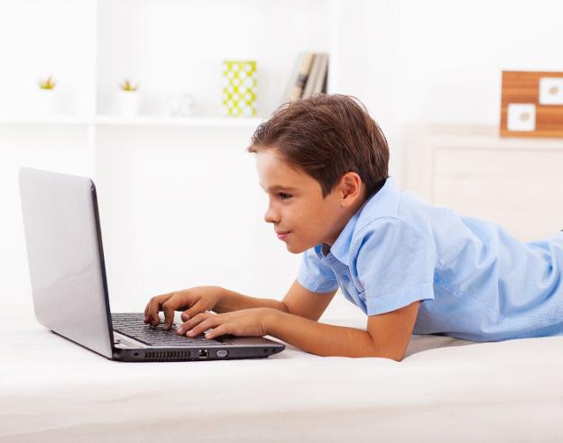 Un niño juega con un ordenador portátil. :: fotolia