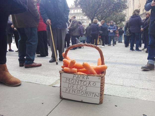 Pensionistas de Haro llevaron zanahorias para Montoro. :: j.l.