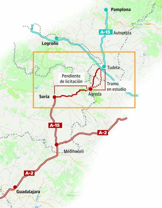 La A-15 está planteada para unir Soria con Tudela. 