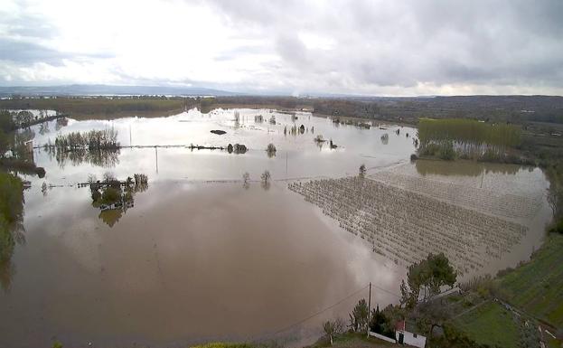 Crecida del Ebro a su paso por Alfaro.